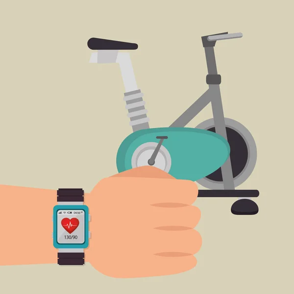 SmartWatch met gezonde levensstijl pictogrammen — Stockvector