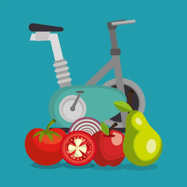 Iconos de la alimentación saludable y fitness — Vector de stock