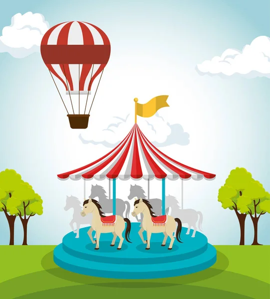 Circus crousel entertainment icon — Stock Vector