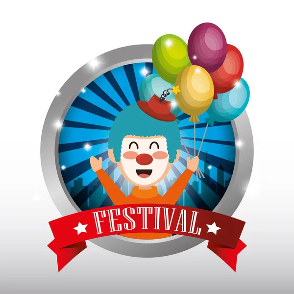 Payaso con globos espectáculo de circo aéreo — Archivo Imágenes Vectoriales