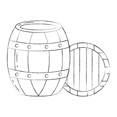 Ahşap varil içki içki rustik vektör çizim el çizimi