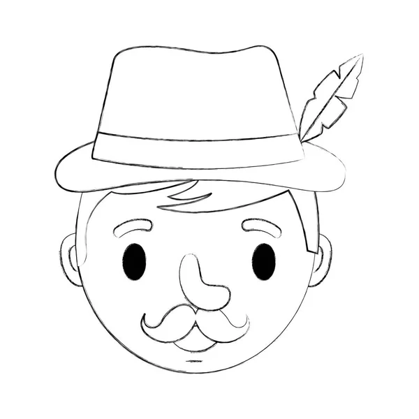 Bavarois Homme Dessin Animé Portrait Personnage Vecteur Illustration Dessin Main — Image vectorielle
