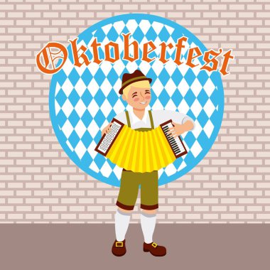 oktoberfest kutlamaları çocuk akordeon müzik vektör çizim oynarken