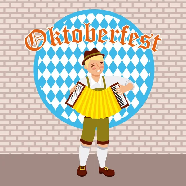 oktoberfest kutlamaları çocuk akordeon müzik vektör çizim oynarken
