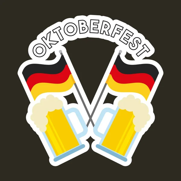 Γερμανική Γιορτή Σημαίες Υπογράψει Εικονογράφηση Διάνυσμα Μπύρας Oktoberfest — Διανυσματικό Αρχείο