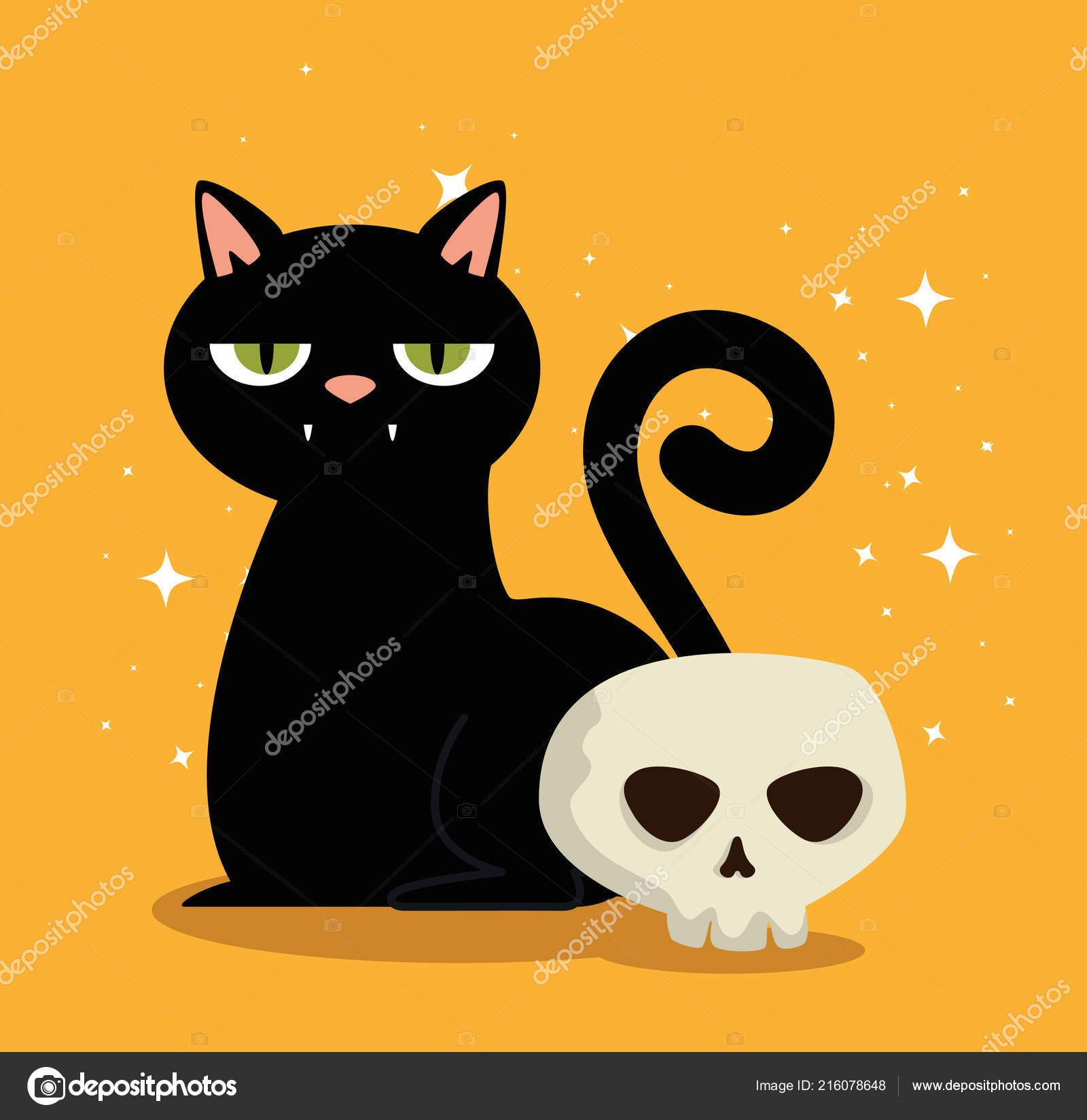 Carte D Halloween Avec Chat Noir Et Crane Image Vectorielle Par Yupiramos C Illustration Carte D Halloween Avec Chat Noir Et Crane Image Vectorielle Par Yupiramos C Illustration