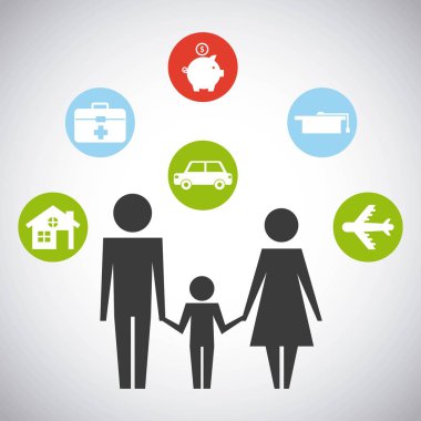 Aile Koruması çıkartmaları uçak domuz ev vektör çizim