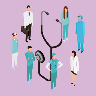 tıbbi sağlık stetoskop Doktor Hemşire portföy vektör çizim holding