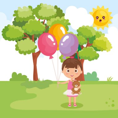 küçük kız parkta üzerinde oynama