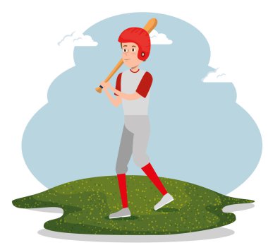 Genç adam beyzbol pratik