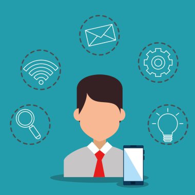 işadamı ve smartphone ile 5g connectivity