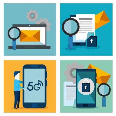 bağlantı 5g teknoloji simgeleri