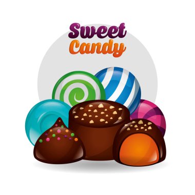 tatlı şeker çikolata kek nane karpuz lolipop vektör çizim fişleri