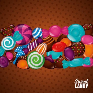 tatlı şeker alminds lolipop şeker kek tatlar vektör çizim topları