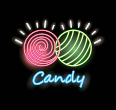 tatlı şeker karamel neon stil vektör çizim topları