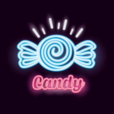tatlı şeker nane karamel sakız neon vektör çizim