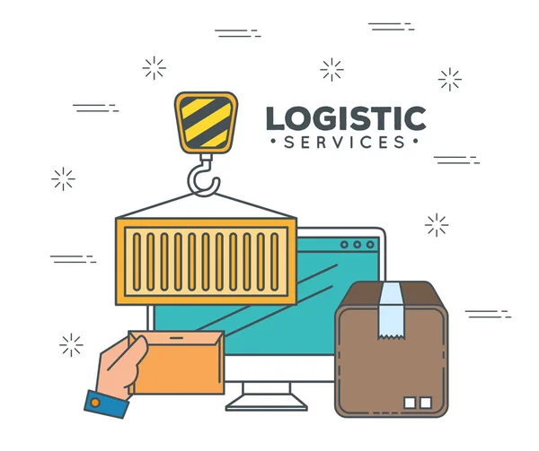 Logistické služby s počítačem — Stockový vektor