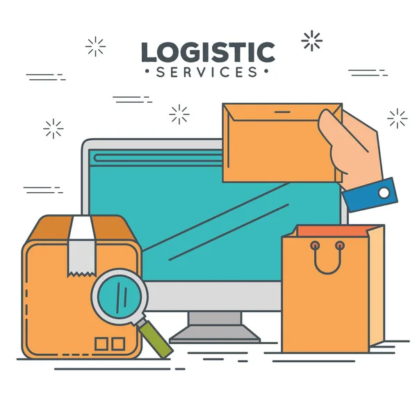 Serviços logísticos com computador —  Vetores de Stock