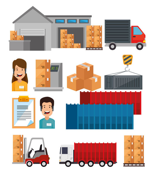 logistic services set icons