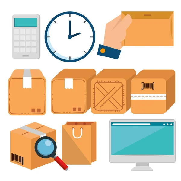 Logistic services set icons — Stock Vector