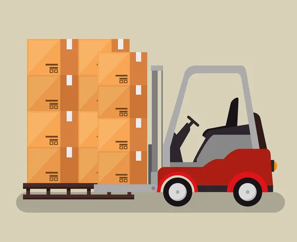 Logistic services with forklift — Stock Vector