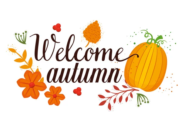 Carte saisonnière automne bienvenue — Image vectorielle