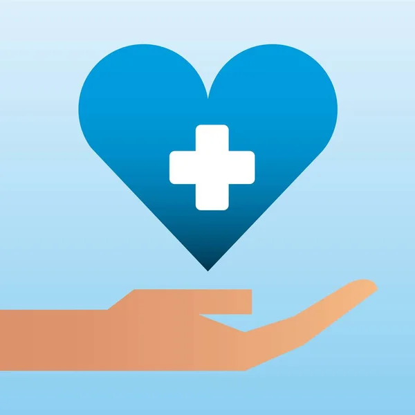 Hand Hält Herzpflege Familienschutz Vektor Illustration — Stockvektor