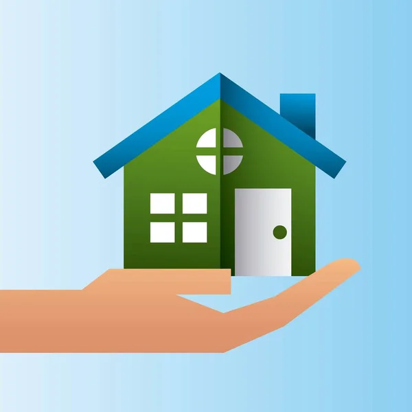 手拿着房子住宅家庭保护向量例证 — 图库矢量图片