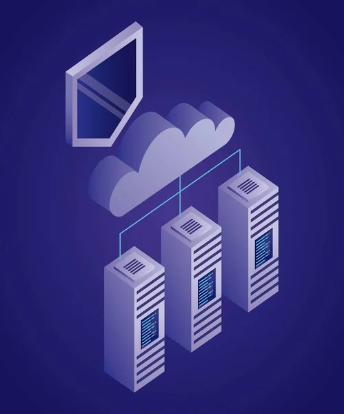 Data Netwerk Dataserver Verbinding Wolk Schild Vectorillustratie — Stockvector