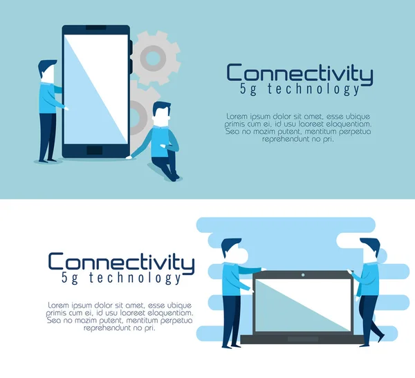 Connectivité 5g icônes technologiques — Image vectorielle