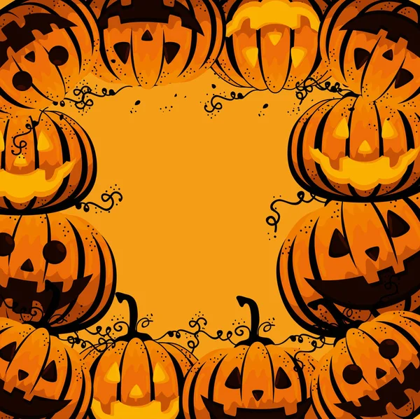 Tarjeta de Halloween con patrón de calabazas — Vector de stock
