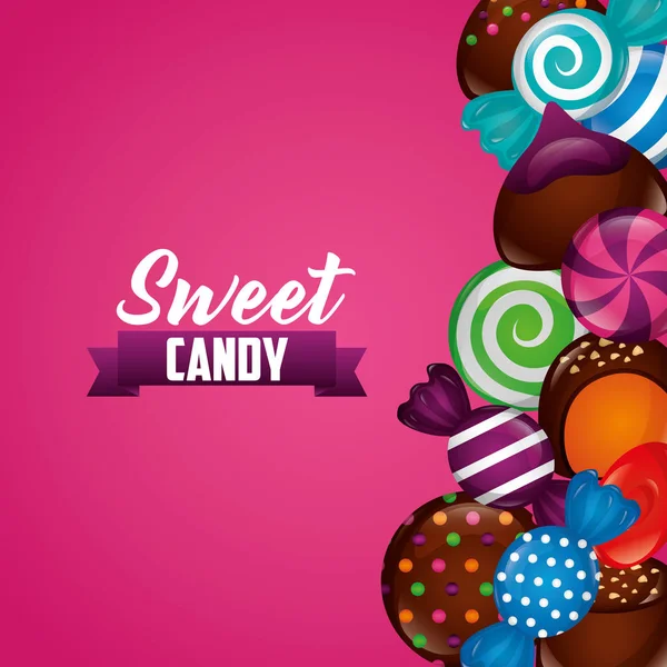 甜糖果丝带标志巧克力片饼干薄荷棒棒糖向量例证 — 图库矢量图片
