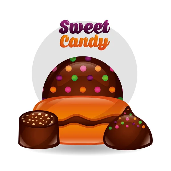 Sweet Candy Chocolate Chips Bonbons Vector Illustration — Stock Vector