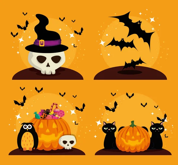 Felice festa di Halloween set icone — Vettoriale Stock