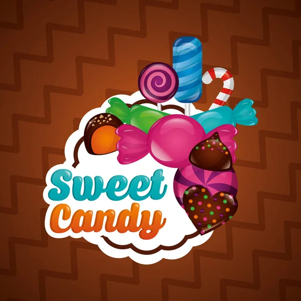 Sweet Candy Label Sign Bananas Alminds Lollipops Mint Vector Illustration — Stock Vector