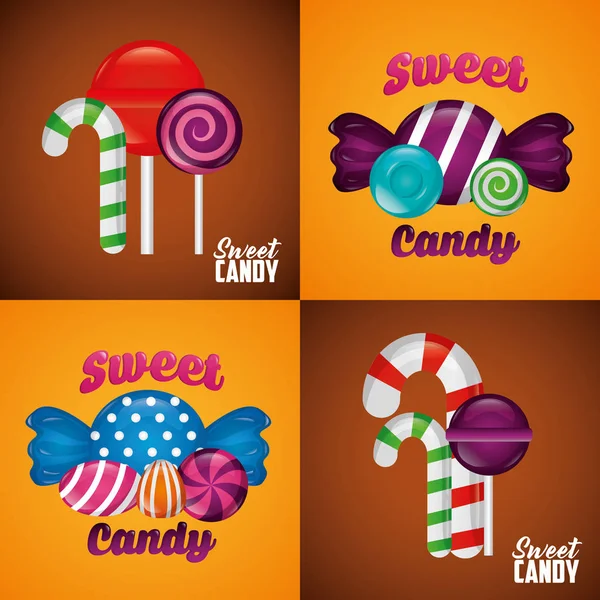 tatlı şeker afiş muz lolipop topları tatlar vektör çizim