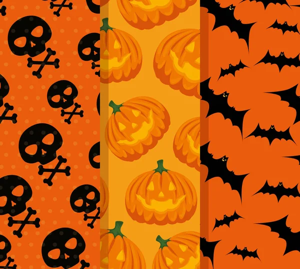 Happy Halloweenfirande ställa mönster — Stock vektor