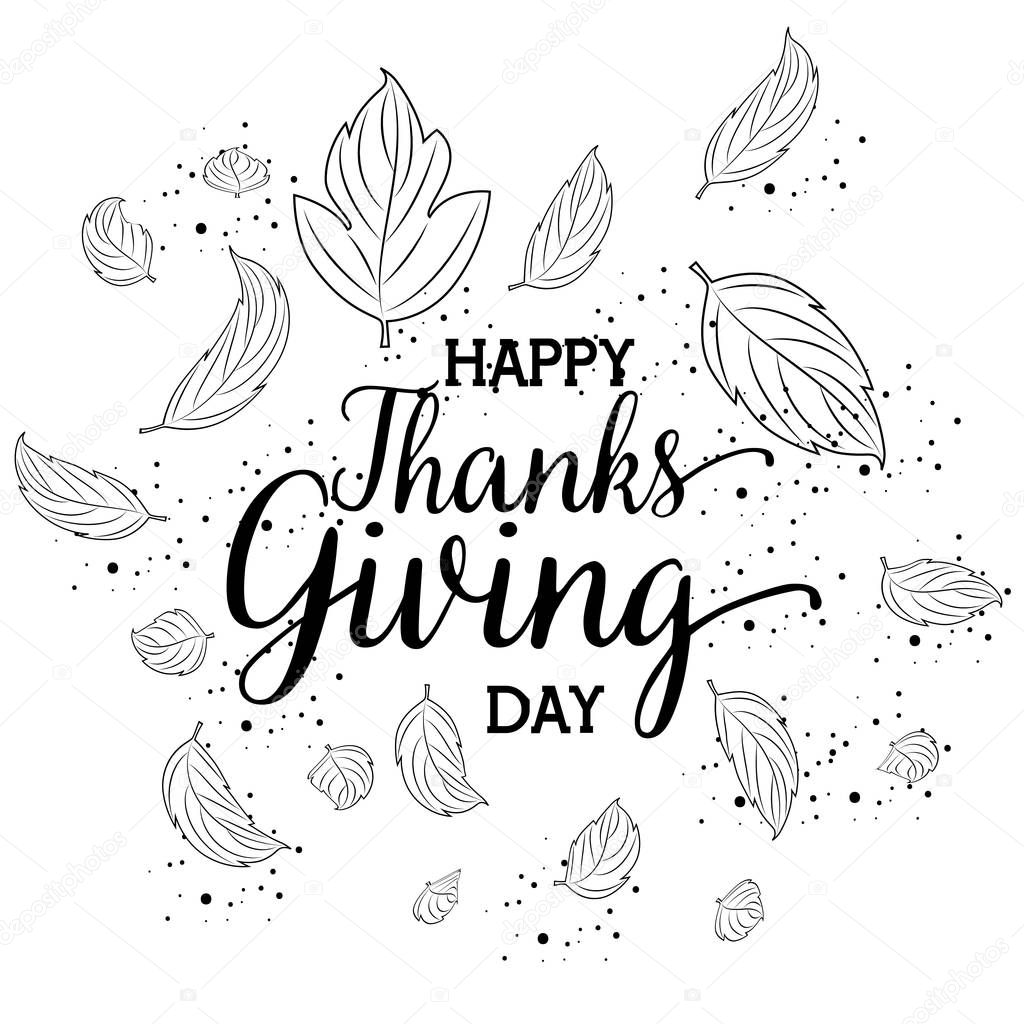 happy thanks giving card with floral decoration