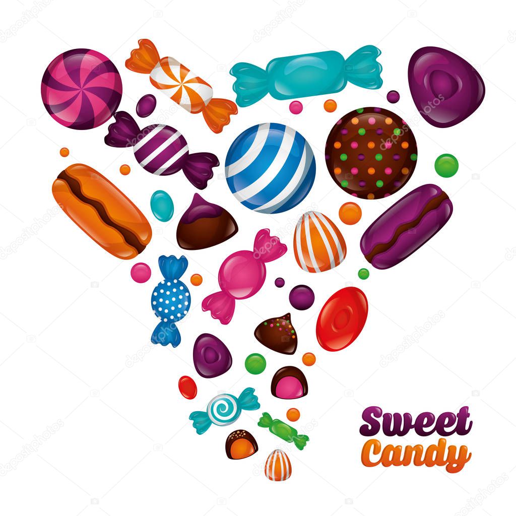 sweet candy mints lollipops  cakes cookies chocolate flavors vector illustration