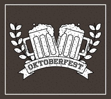 Oktoberfest Almanya bira şerit işareti vektör çizim bırakır.