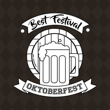 Oktoberfest Almanya varil etiket bira en iyi festival vektör çizim