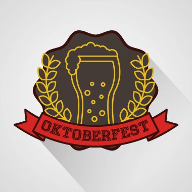 Oktoberfest şerit işareti etiket yaprakları içki bira vektör çizim