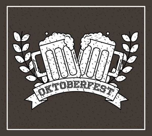 Oktoberfest Németország Elhagyja Sörök Szalag Jel Vektor Illusztráció — Stock Vector