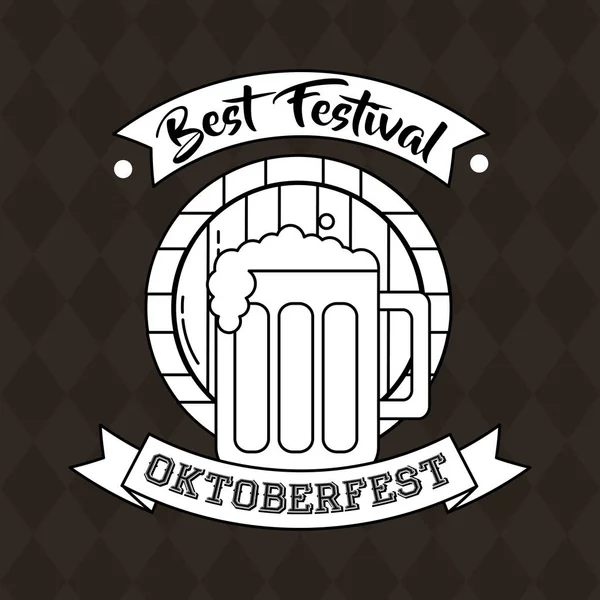 Oktoberfest Deutschland Fassaufkleber Bier Bester Festival Vektor Illustration — Stockvektor
