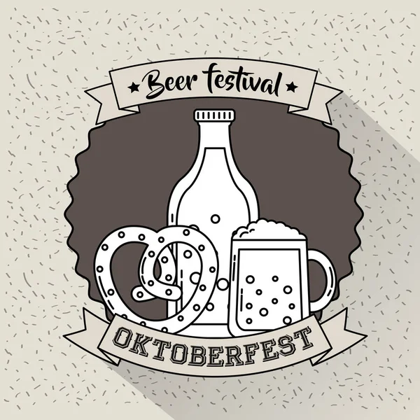 Oktoberfest Germany Beer Festival Bretzel Beers Vector Illustration — Stock Vector