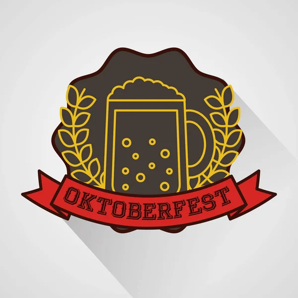 Oktoberfest Verlaat Lint Teken Sticker Bier Vectorillustratie — Stockvector