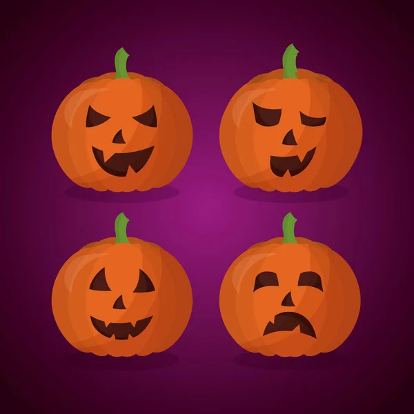 Fericit Halloween Dovleci Face Gesturi Fundal Vector Ilustrare — Vector de stoc