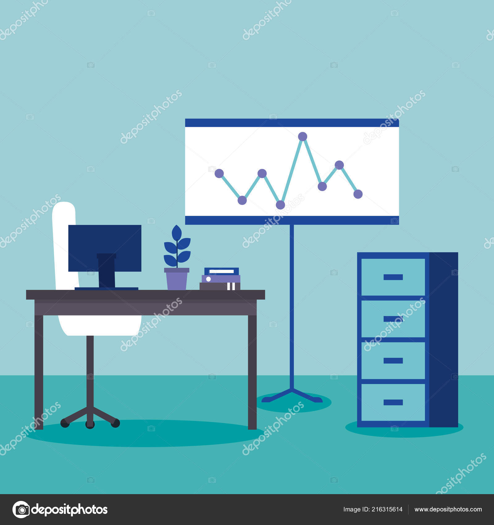 People Business Office Desk Board Circular Diagram Progress Vector