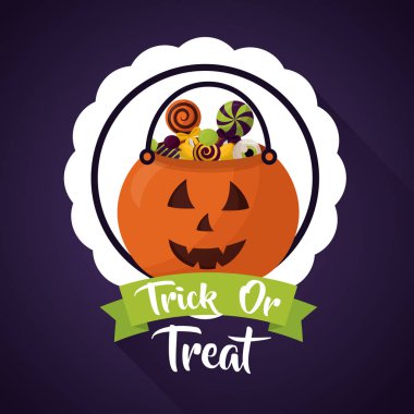 mutlu Cadılar Bayramı kutlama gün etiket kabak candys vektör çizim