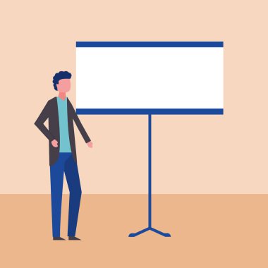 Yönetim Kurulu vektör çizim ile ayakta iş adamı